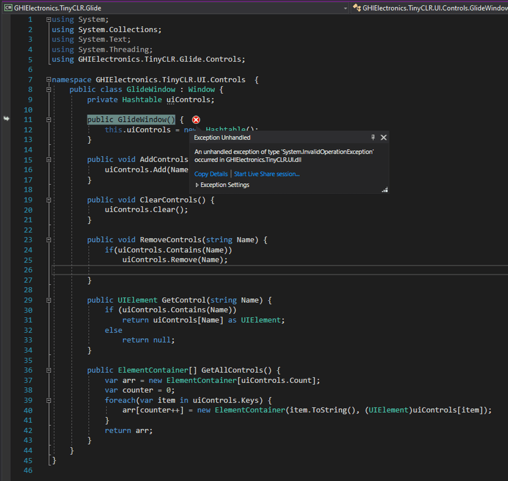 System exception c. Unhandled exception in the user interface application Warface.